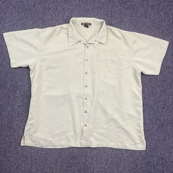 Harriton Retro Camp Shirt 3XL Tan Short Sleeve Button Up Resort Bowling Minimal — photo 2